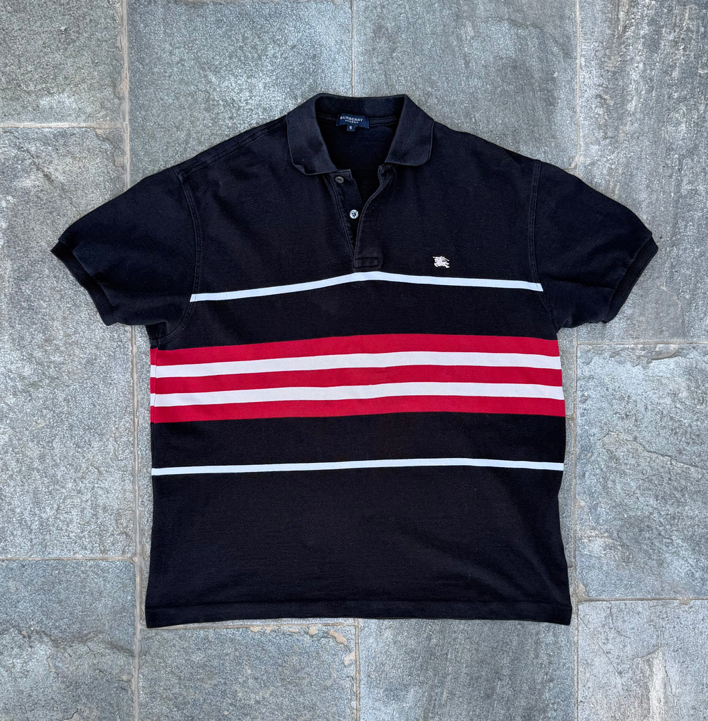 BLACK/RED BURBERRY POLO SIZE M