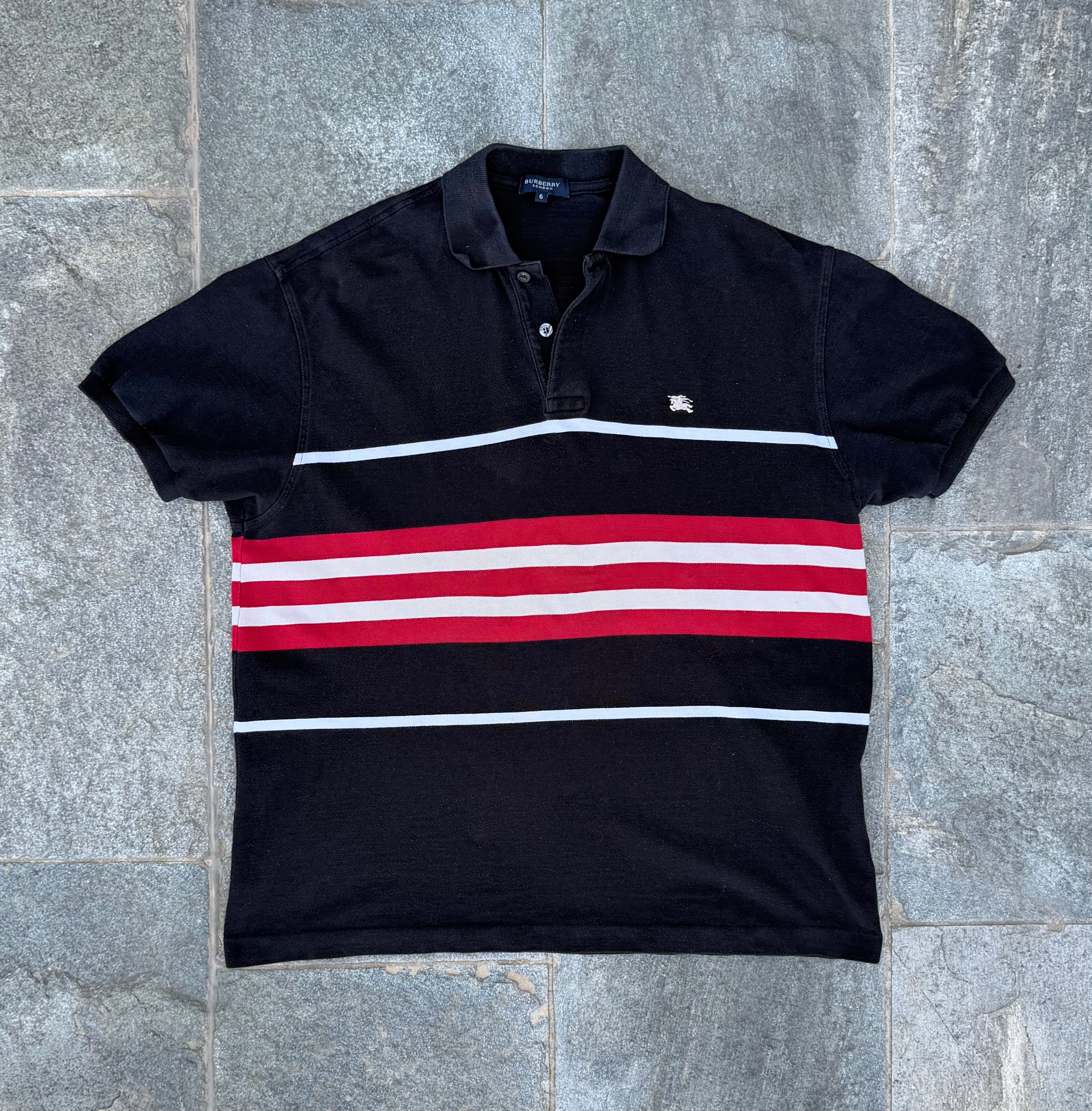BLACK/RED BURBERRY POLO SIZE M