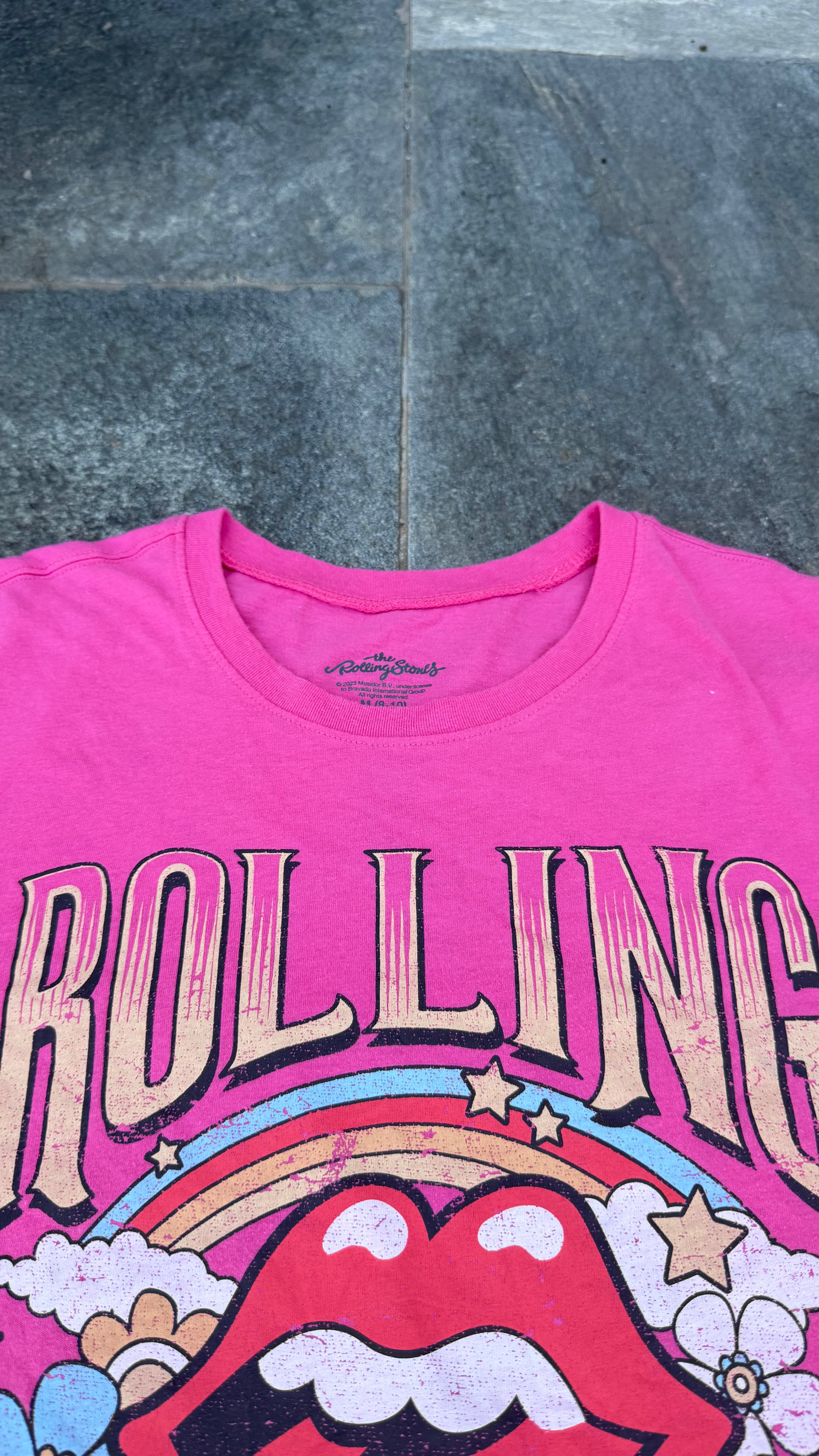 PINK ROLLING STONES BAND TOP SIZE M (W)