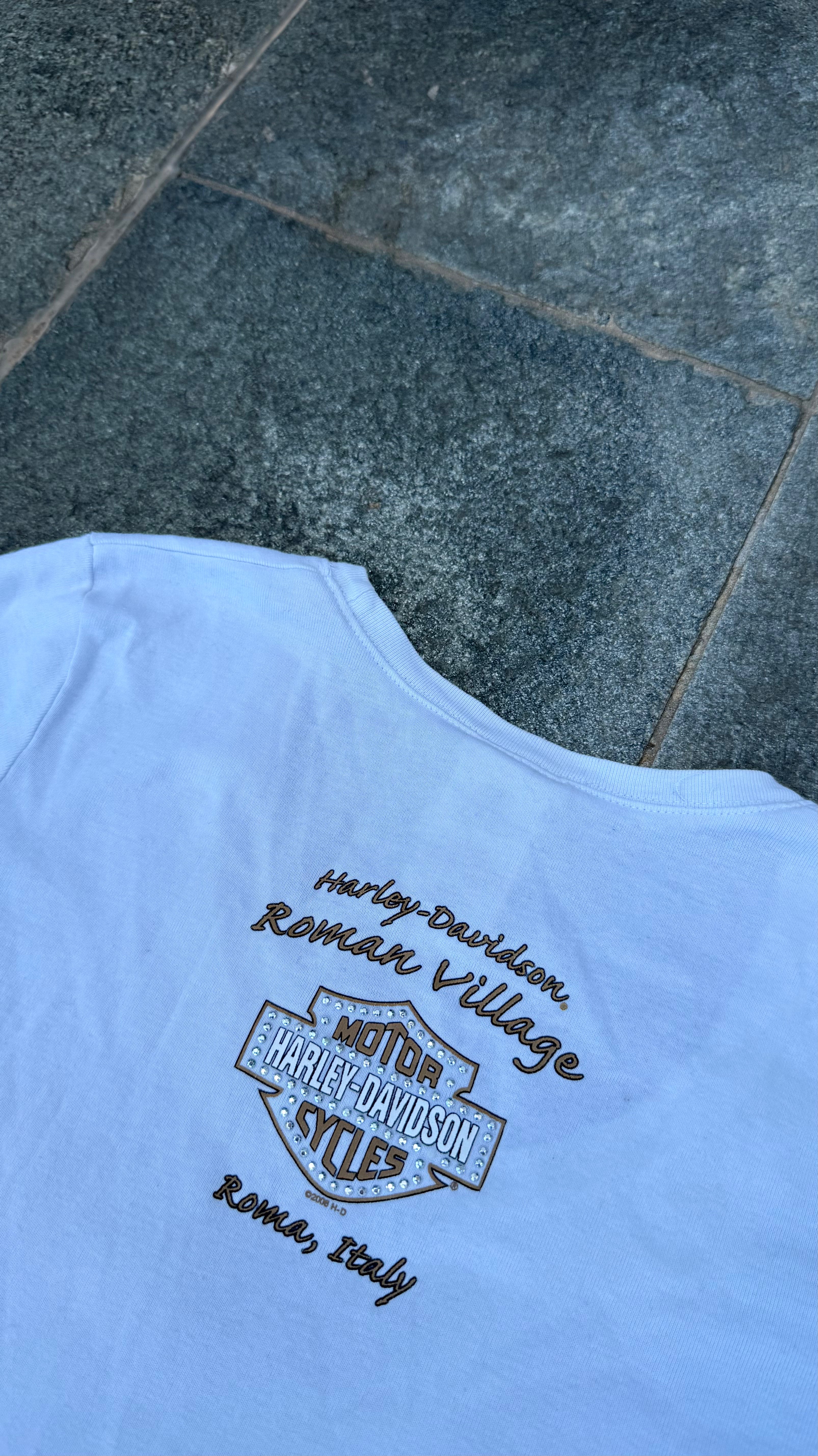 WHITE HARLEY DAVIDSON GRAPHIC TOP SIZE XS/S (W)